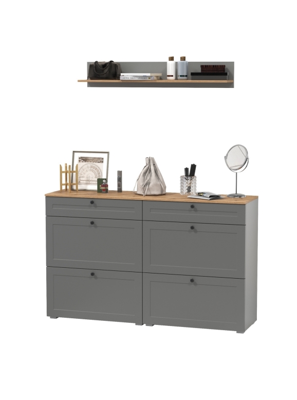 Остин Прихожая 66, цвет серый графит/дуб крафт золотой, ШхГхВ 160х41,6х160 см.