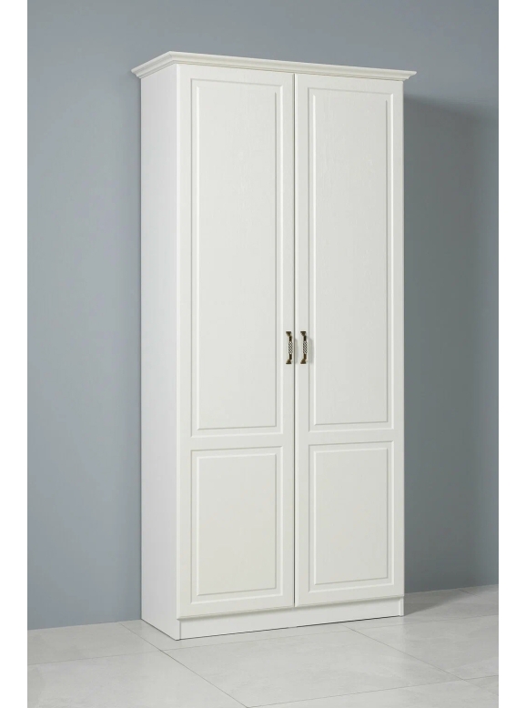 Ливерпуль Шкаф для одежды + карниз, цвет ясень ваниль/белый, ШхГхВ 100х41,4х220,3 см.(без учёта карниза), 108,2х43,5х223,5 см.(с карнизом)