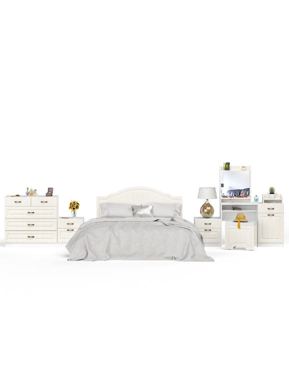 Ливерпуль Спальня № 2 12.46 + 10.118 + 10.117 + 14.02 + 10.103 + 11.08ОСН + две 08.146, цвет ясень ваниль/белый, сп. м. 1600х2000 мм., б/м, орт. есть