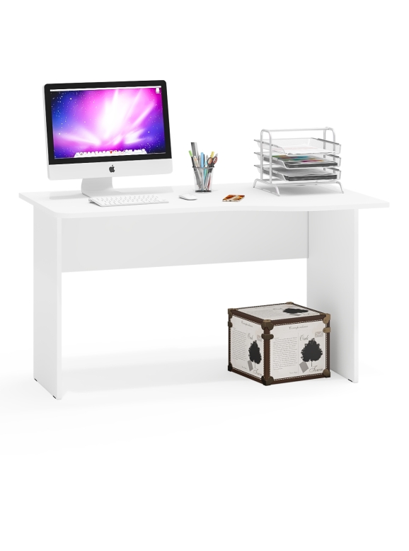 Стол письменный С-МД-1-04, цвет белый шагрень, ШхГхВ 130х75х74 см., универсальная сборка
