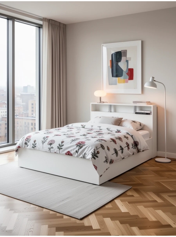 Камелия Кровать 0900, цвет белый, ШхГхВ 93,5х217х78,2 см., сп.м. 900х2000 мм., без матраса, основание есть