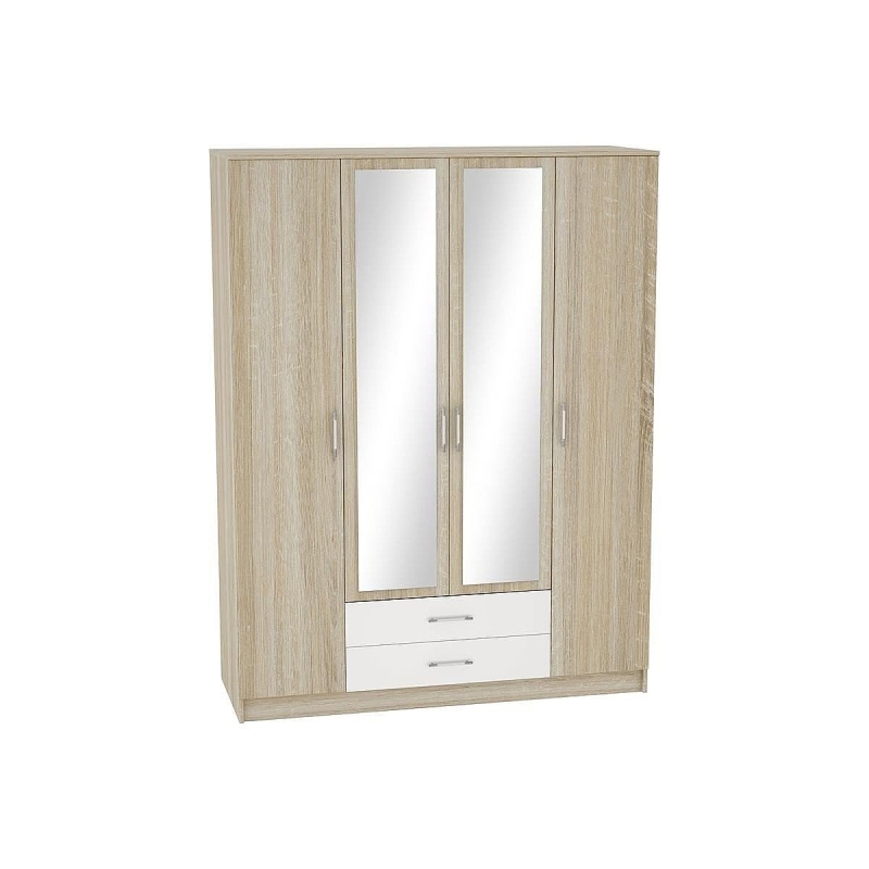 Шкаф 4-х створчатый Сопрано ШК-224 с зеркалами и 2-мя ящиками