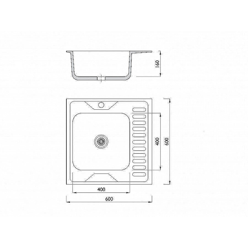 Мойка накладная 606016/0,6 1Ч1К (левая)