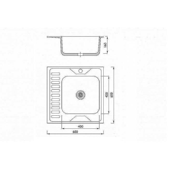 Мойка накладная 606016/0,6 1Ч1К (правая)