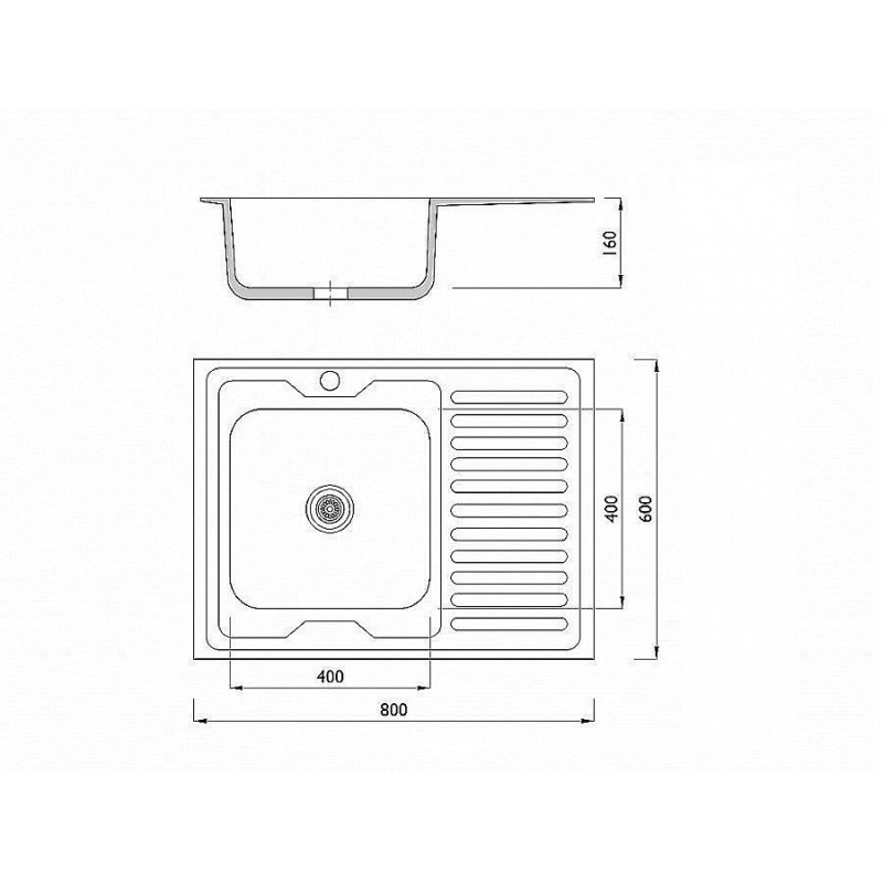 Мойка накладная 806016/0,6 1Ч1К (левая)