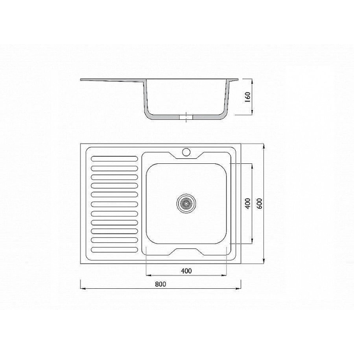 Мойка накладная 806016/0,6 1Ч1К (правая)