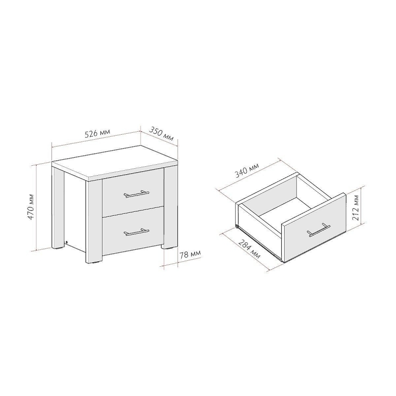 Тумба прикроватная Сопрано ТБ-220 с ящиками