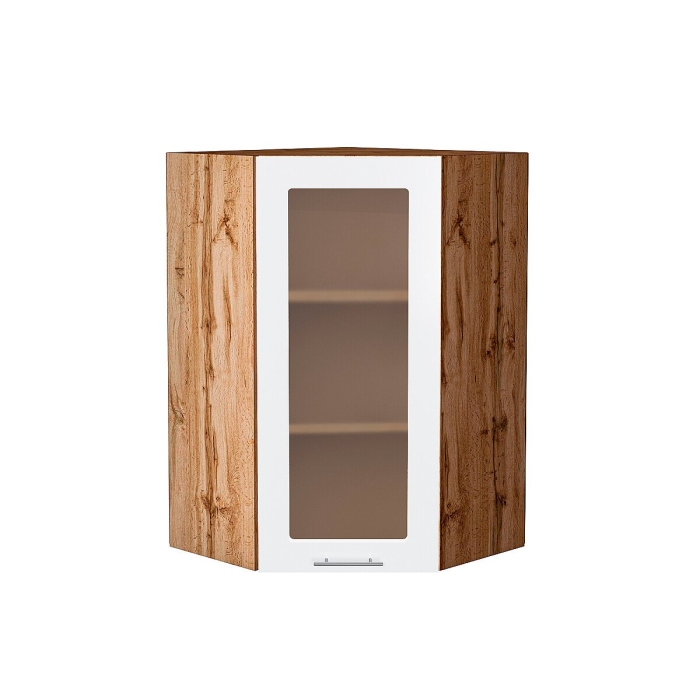 Шкаф верхний угловой остекленный Валерия-М