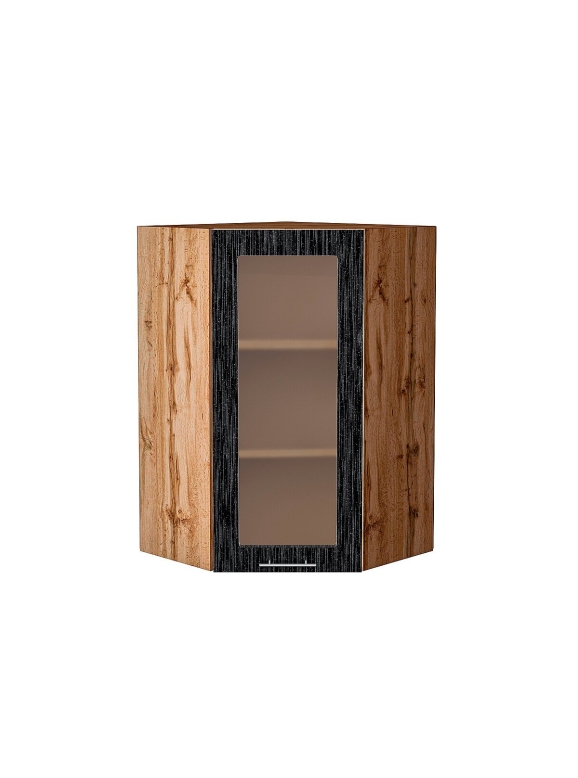 Шкаф верхний угловой остекленный Валерия-М