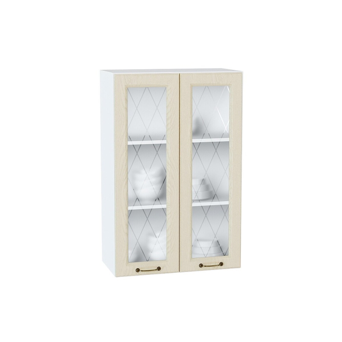 Шкаф верхний с 2-мя остекленными дверцами Ницца