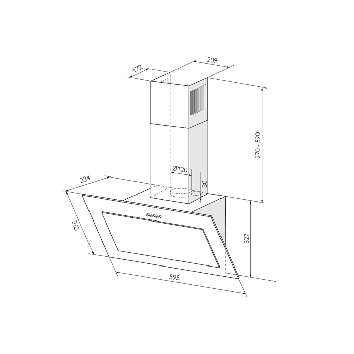 Наклонная вытяжка MIO 600
