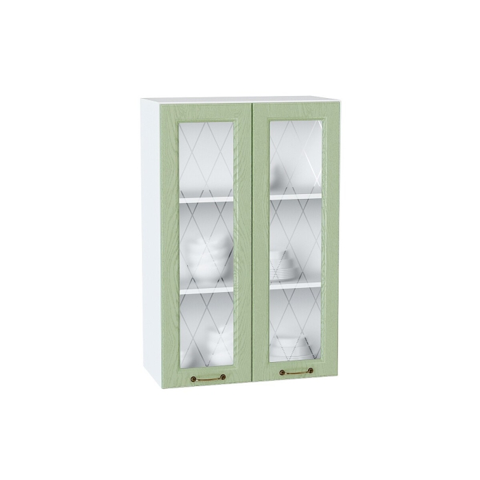 Шкаф верхний с 2-мя остекленными дверцами Ницца