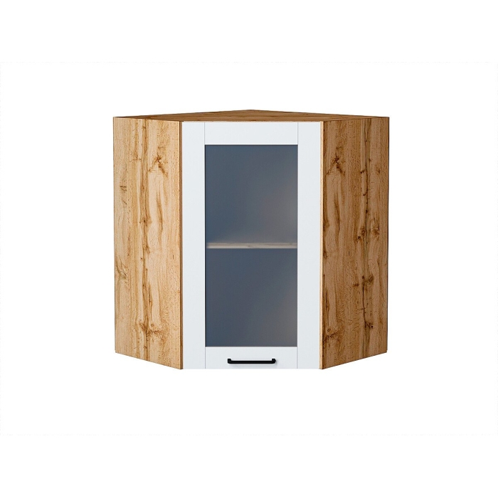 Шкаф верхний угловой остекленный Флэт Плюс