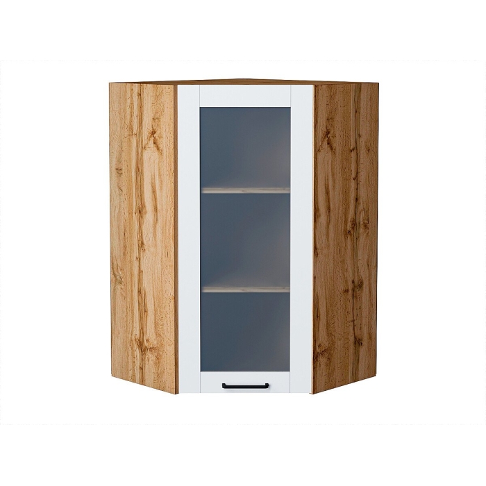 Шкаф верхний угловой остекленный Флэт Плюс