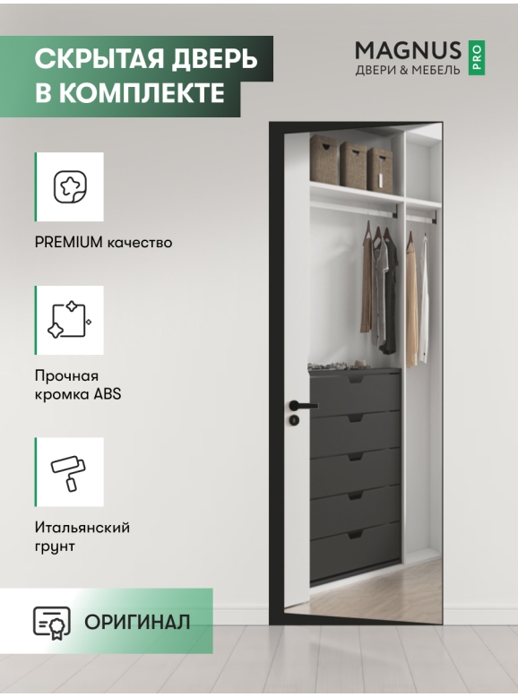 Скрытая дверь Invisible REVERS с зеркалом