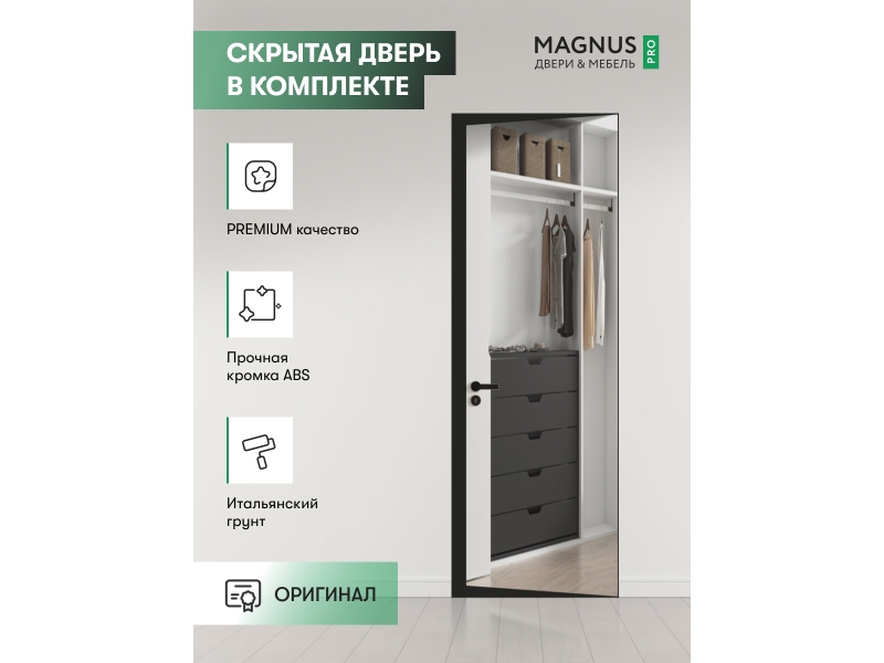 Скрытая дверь Invisible REVERS с зеркалом