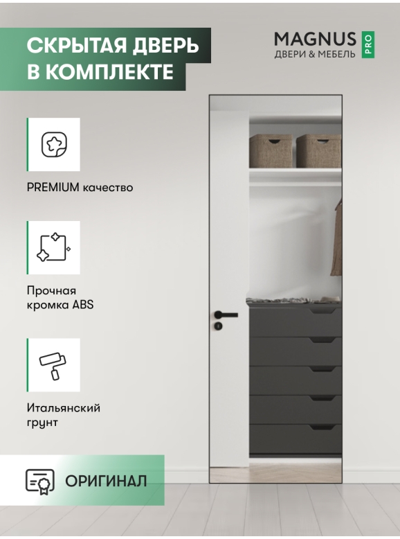 Скрытая дверь Invisible с зеркалом