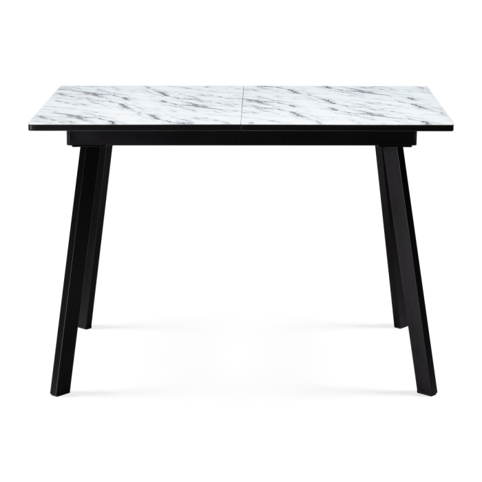 Стеклянный стол Агни 110(140)х68х76 мрамор белый / черный матовый