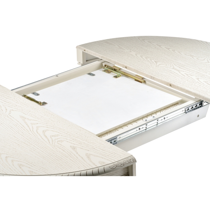 Деревянный стол Альфред 110(160)х110х80 слоновая кость с золотой патиной