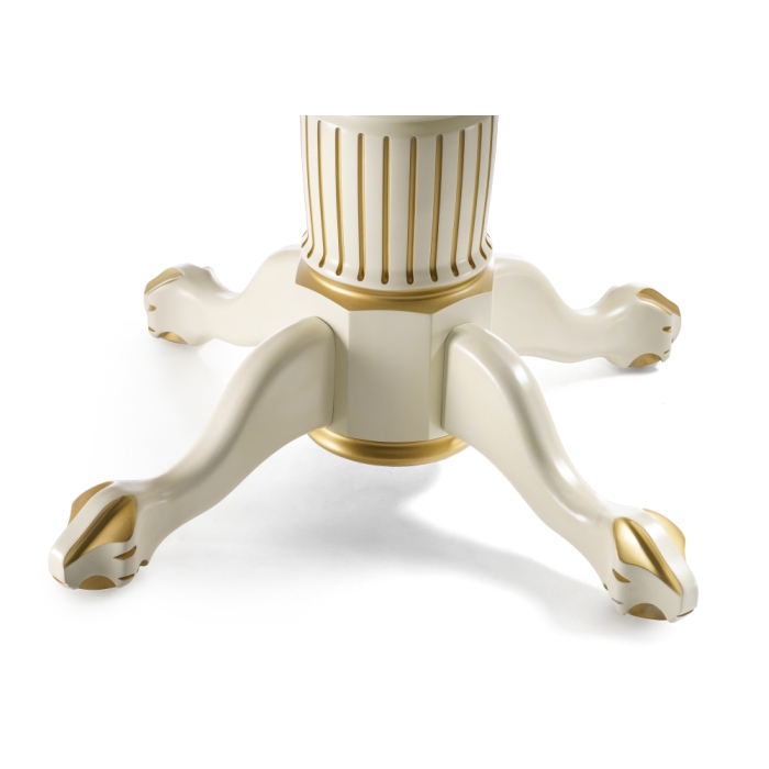 Деревянный стол Альфред 110(160)х110х80 слоновая кость с золотой патиной