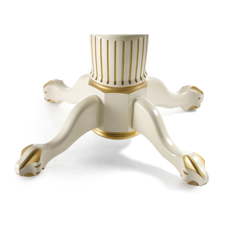 Деревянный стол Альфред 110(160)х110х80 слоновая кость с золотой патиной