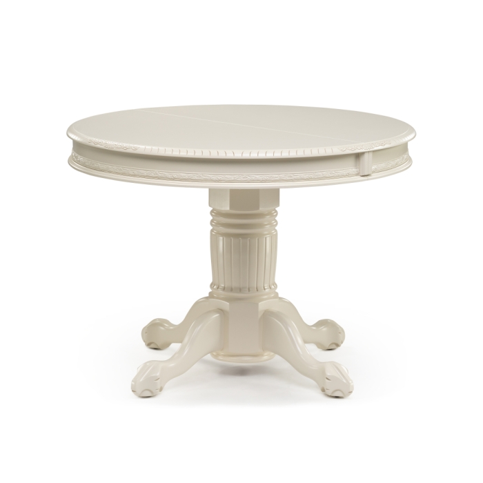 Деревянный стол Альфред 110(160)х110х80 слоновая кость