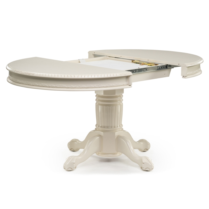 Деревянный стол Альфред 110(160)х110х80 слоновая кость