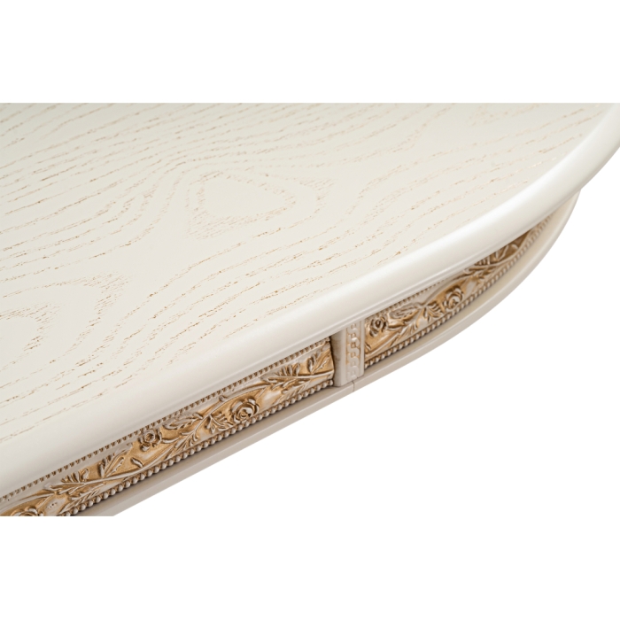 Деревянный стол Джил 140(180)х80х78 слоновая кость с золотой патиной