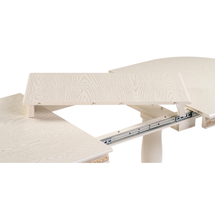 Деревянный стол Джил 140(180)х80х78 слоновая кость с золотой патиной