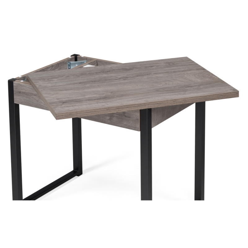 Деревянный стол Ибби 90(128)х64х77 рошелье / черный матовый