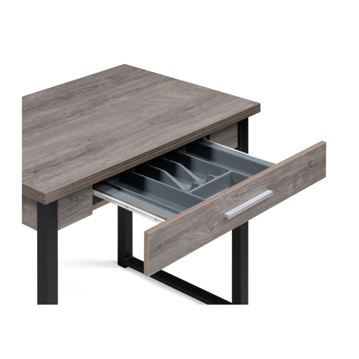 Деревянный стол Ибби 90(128)х64х77 рошелье / черный матовый