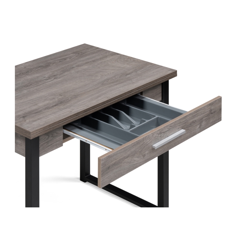 Деревянный стол Ибби 90(128)х64х77 рошелье / черный матовый