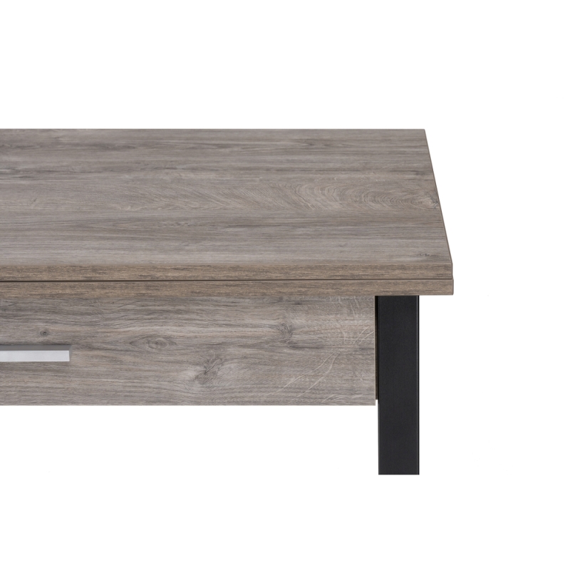 Деревянный стол Ибби 90(128)х64х77 рошелье / черный матовый