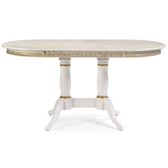 Деревянный стол Кантри 120(160)х80х75 слоновая кость с золотой патиной