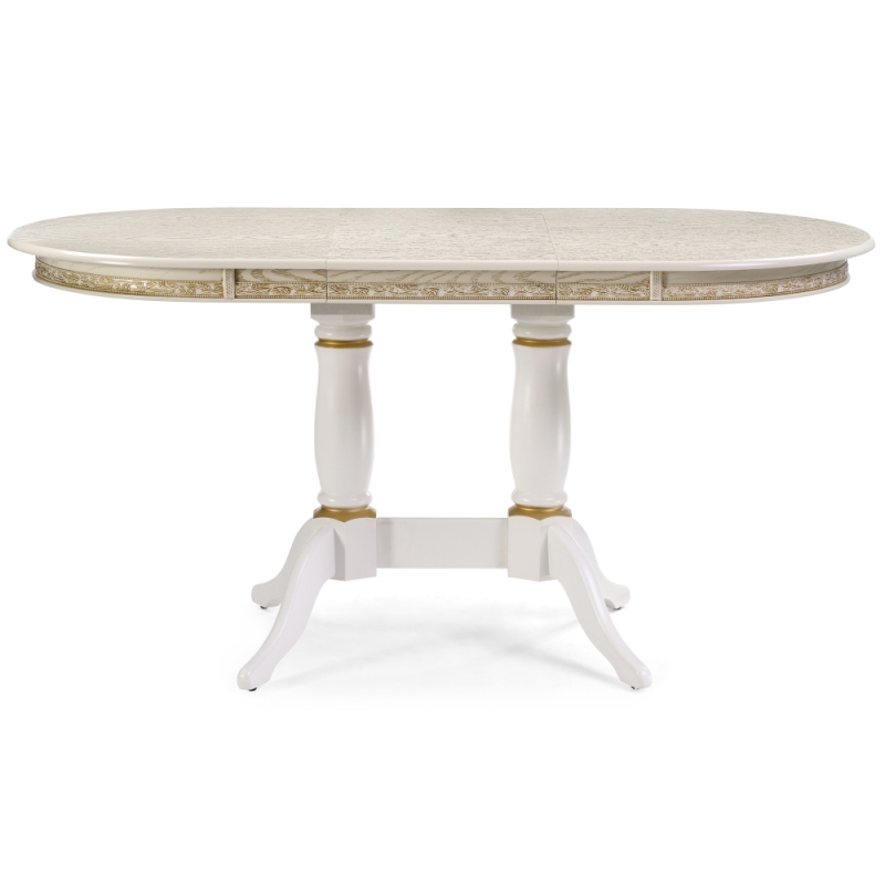 Деревянный стол Кантри 120(160)х80х75 слоновая кость с золотой патиной