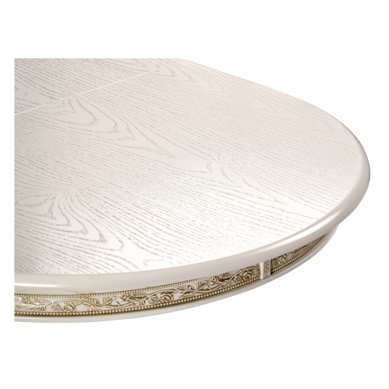 Деревянный стол Кантри 120(160)х80х75 слоновая кость с золотой патиной