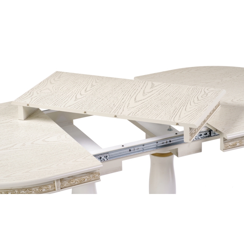 Деревянный стол Кантри 120(160)х80х75 слоновая кость с золотой патиной