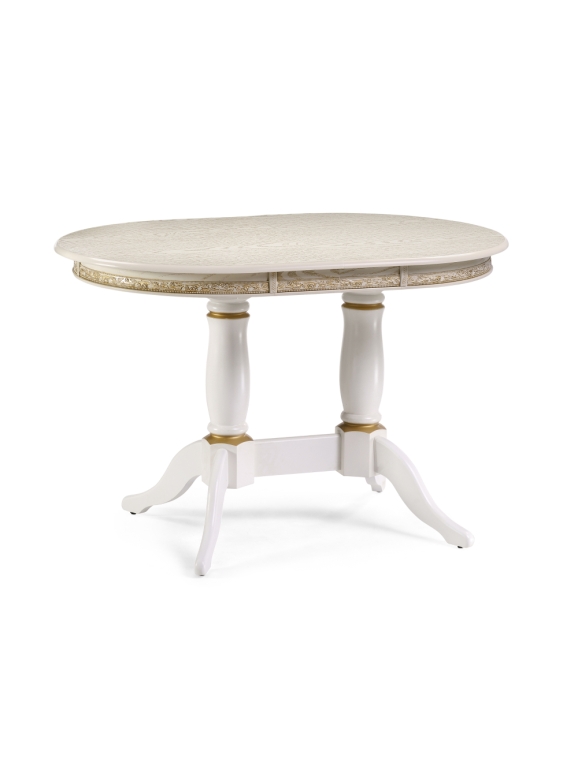 Деревянный стол Кантри 120(160)х80х75 слоновая кость с золотой патиной