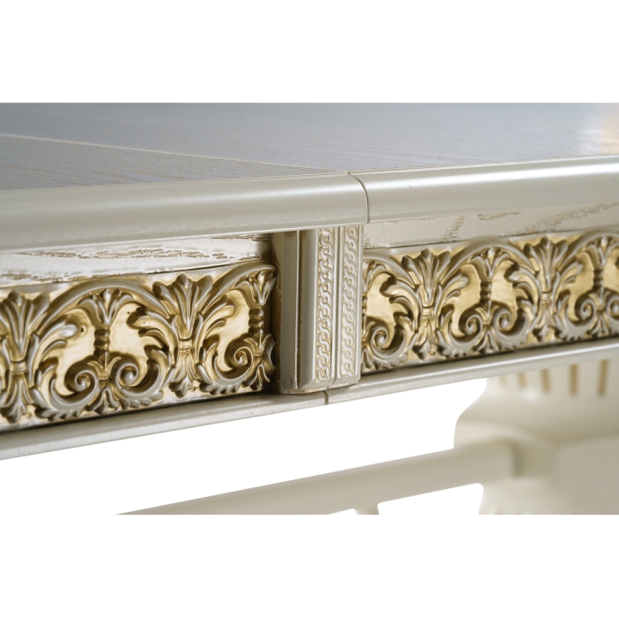 Деревянный стол Кассиль 260(330)х110х77 слоновая кость с золотой патиной