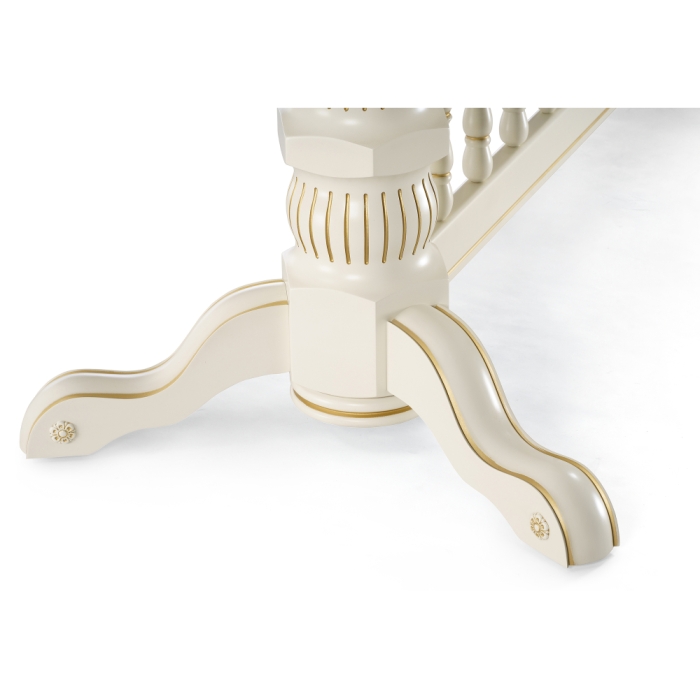 Деревянный стол Кассиль 260(330)х110х77 слоновая кость с золотой патиной