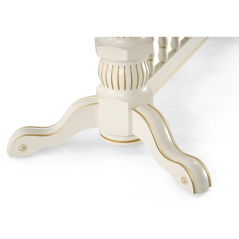 Деревянный стол Кассиль 260(330)х110х77 слоновая кость с золотой патиной