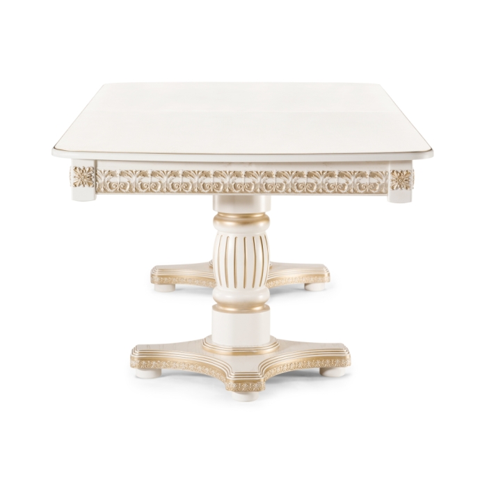 Деревянный стол Морнит 220(320)х110 слоновая кость / золото