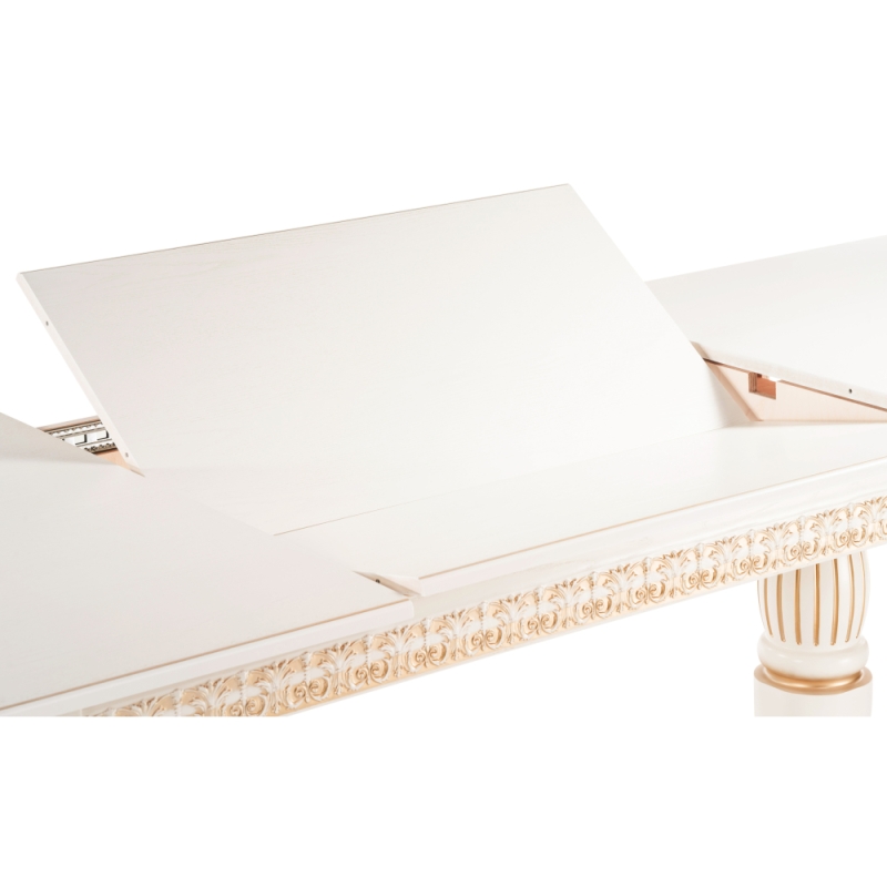 Деревянный стол Морнит 220(320)х110 слоновая кость / золото