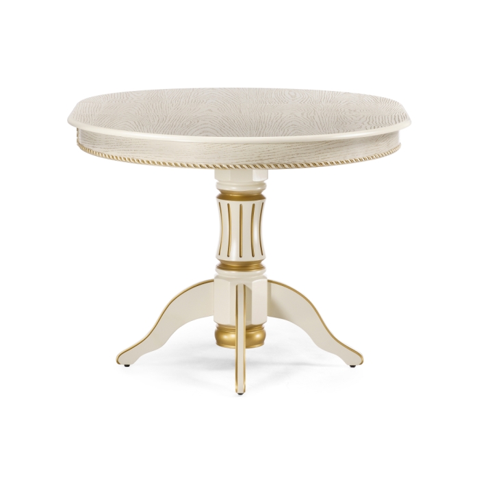 Деревянный стол Павия 100(130)х100х79 слоновая кость с золотой патиной