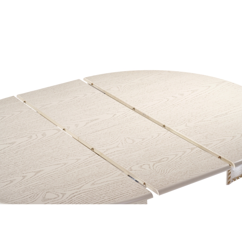 Деревянный стол Павия 100(130)х100х79 слоновая кость с золотой патиной