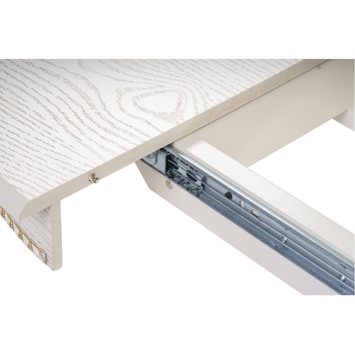 Деревянный стол Павия 100(130)х100х79 слоновая кость с золотой патиной