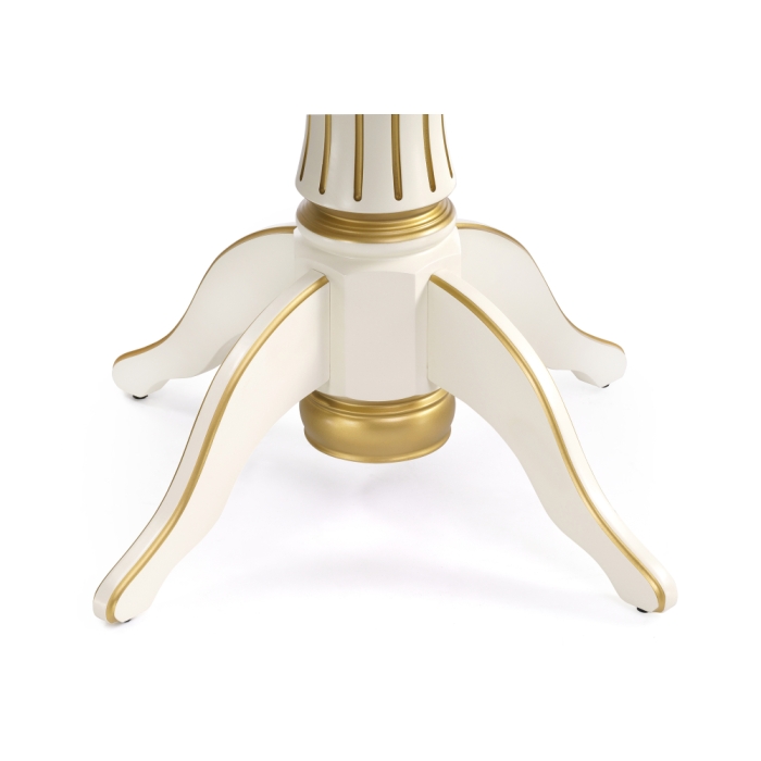 Деревянный стол Павия 100(130)х100х79 слоновая кость с золотой патиной