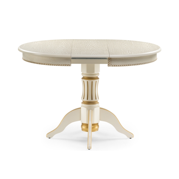 Деревянный стол Павия 90(120)х90х80 слоновая кость с золотой патиной