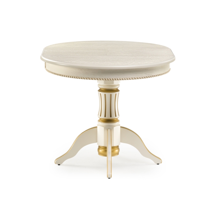 Деревянный стол Павия 90(120)х90х80 слоновая кость с золотой патиной