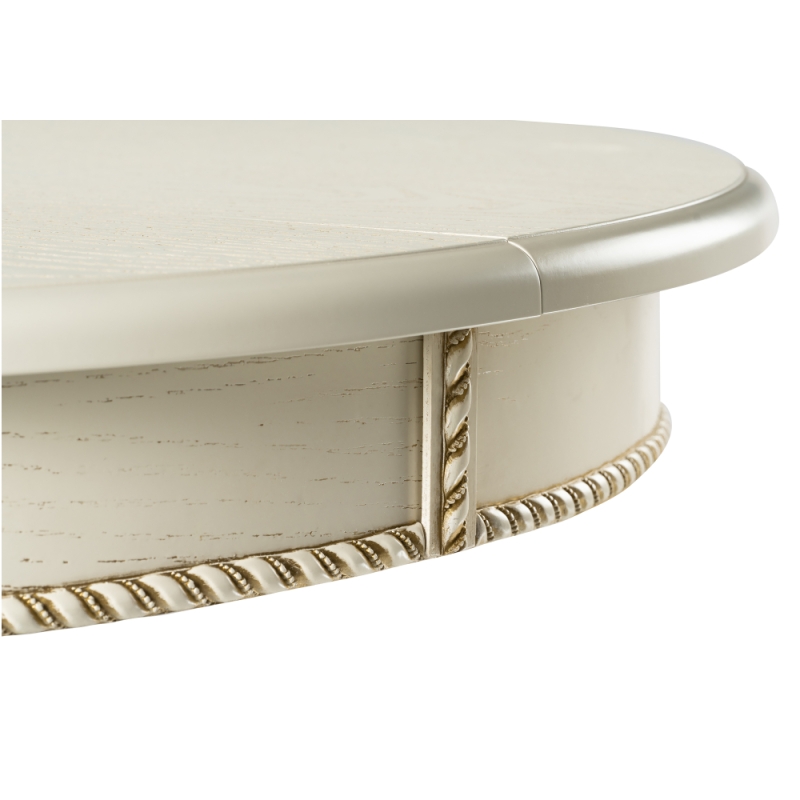 Деревянный стол Павия 90(120)х90х80 слоновая кость с золотой патиной